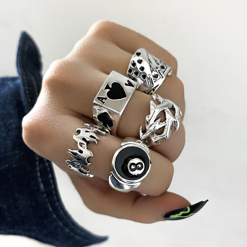 Vintage Oil Drip Geometric Ring for Women