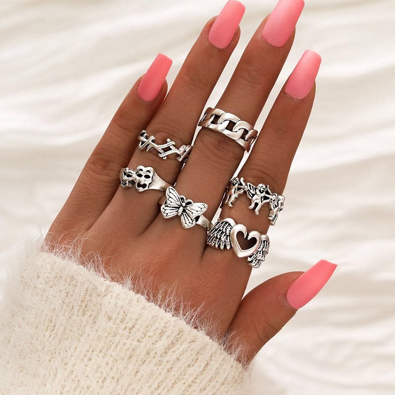 Vintage Oil Drip Geometric Ring for Women