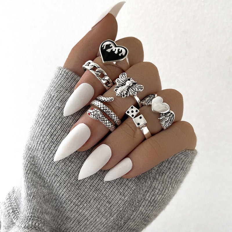 Vintage Oil Drip Geometric Ring for Women