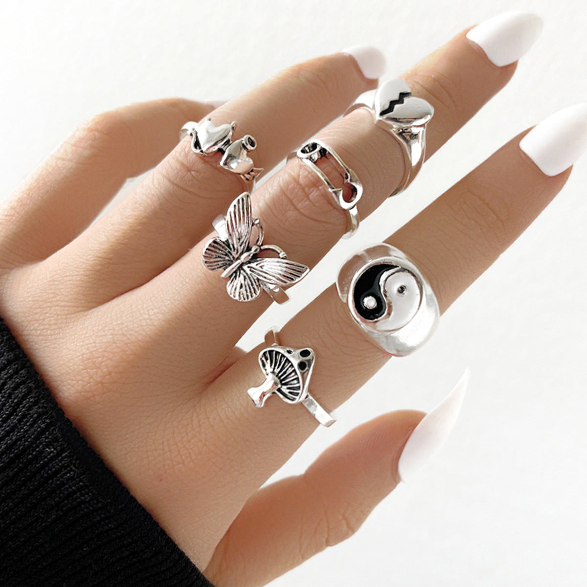Vintage Oil Drip Geometric Ring for Women